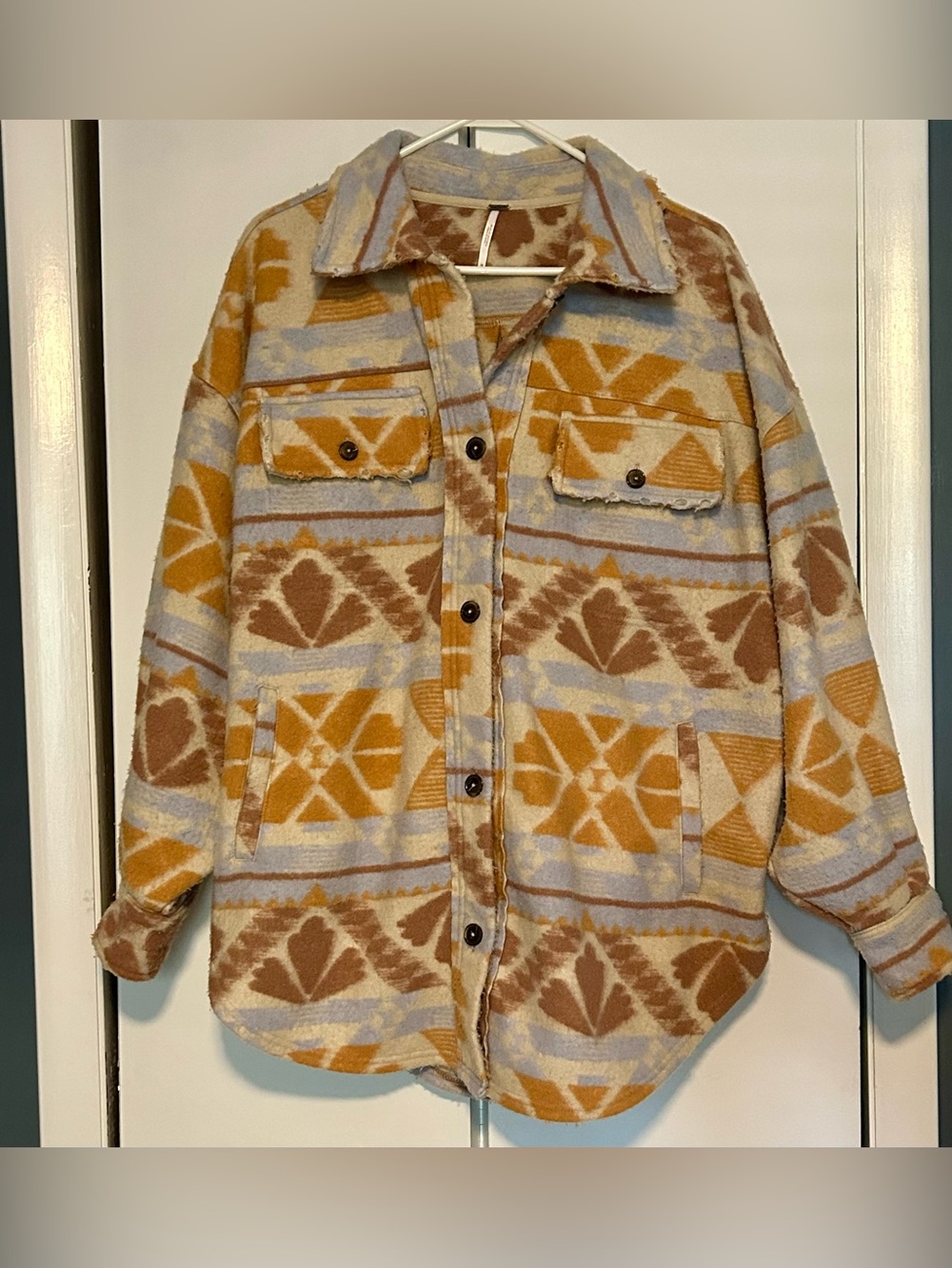 Free People Jacquard Ruby Jacket Sedona Combo Oversized Shacket M